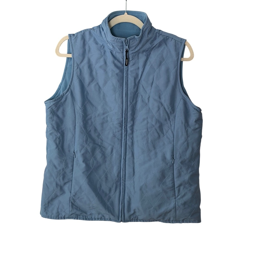 Aureus Women's L Blue Full Zip Quilted Fleece Reversible Golf Vest | SKU 1171